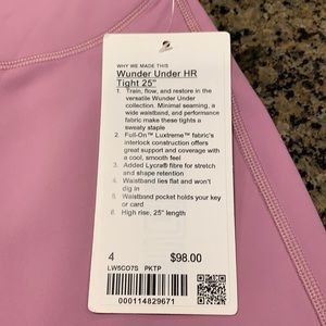NWT lululemon wunder under 25” pink taupe size 4